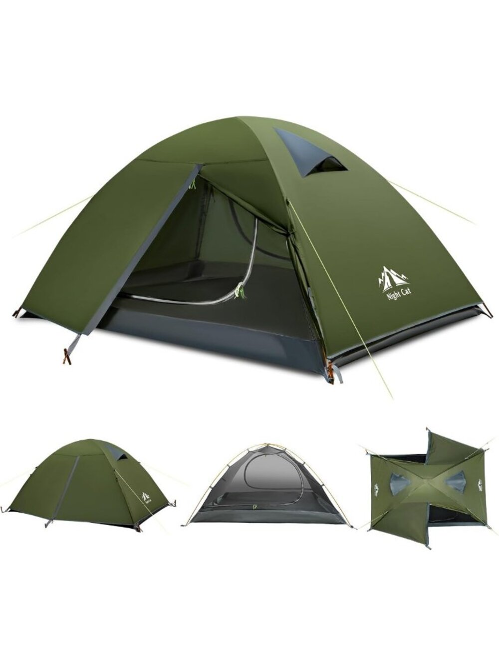 Lightweight Waterproof 2-Person Backpacking Tent for Hiking & Camping - Green